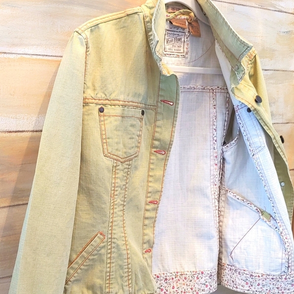 Ruff Hewn women's long sleeve casual jean jacket coats light mint green large - Picture 2 of 12